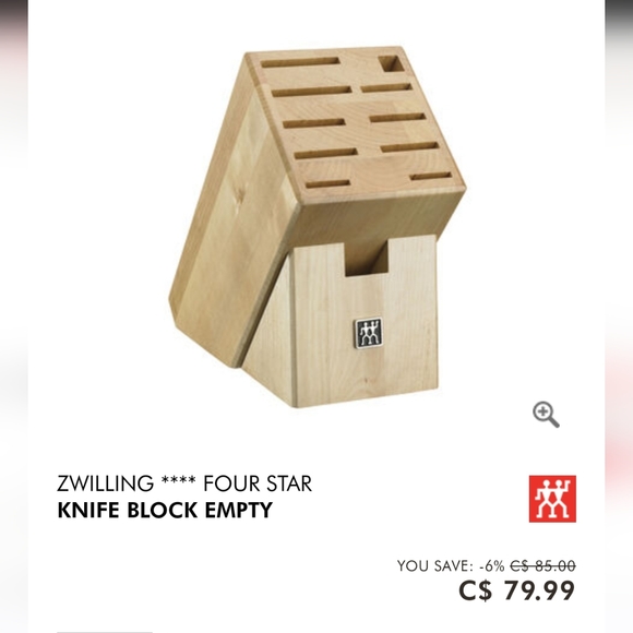 New Zwilling empty Natural Wood Knife Block - Picture 4 of 5